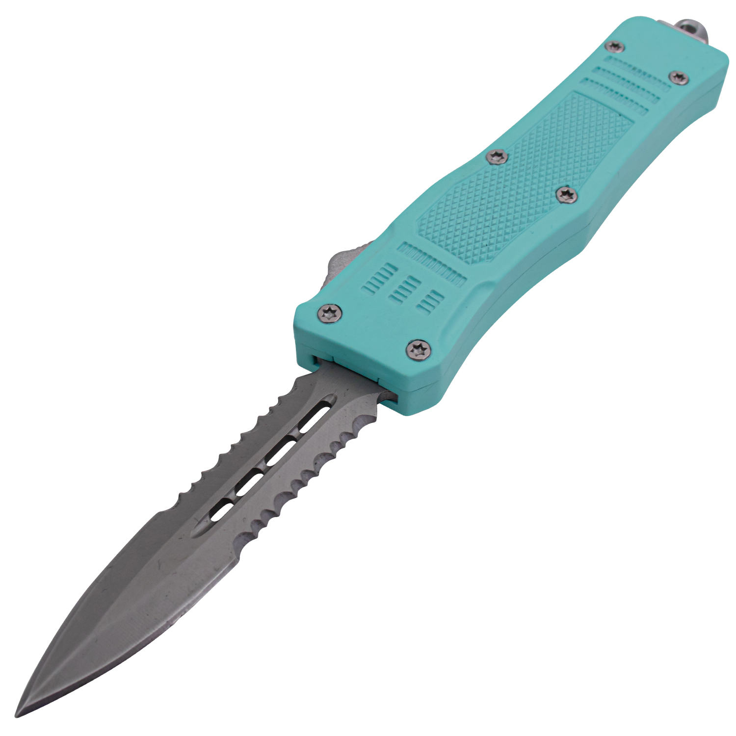 Covert OPS USA OTF Automatic Knife 7 Inch Overall Double Serrated Teal